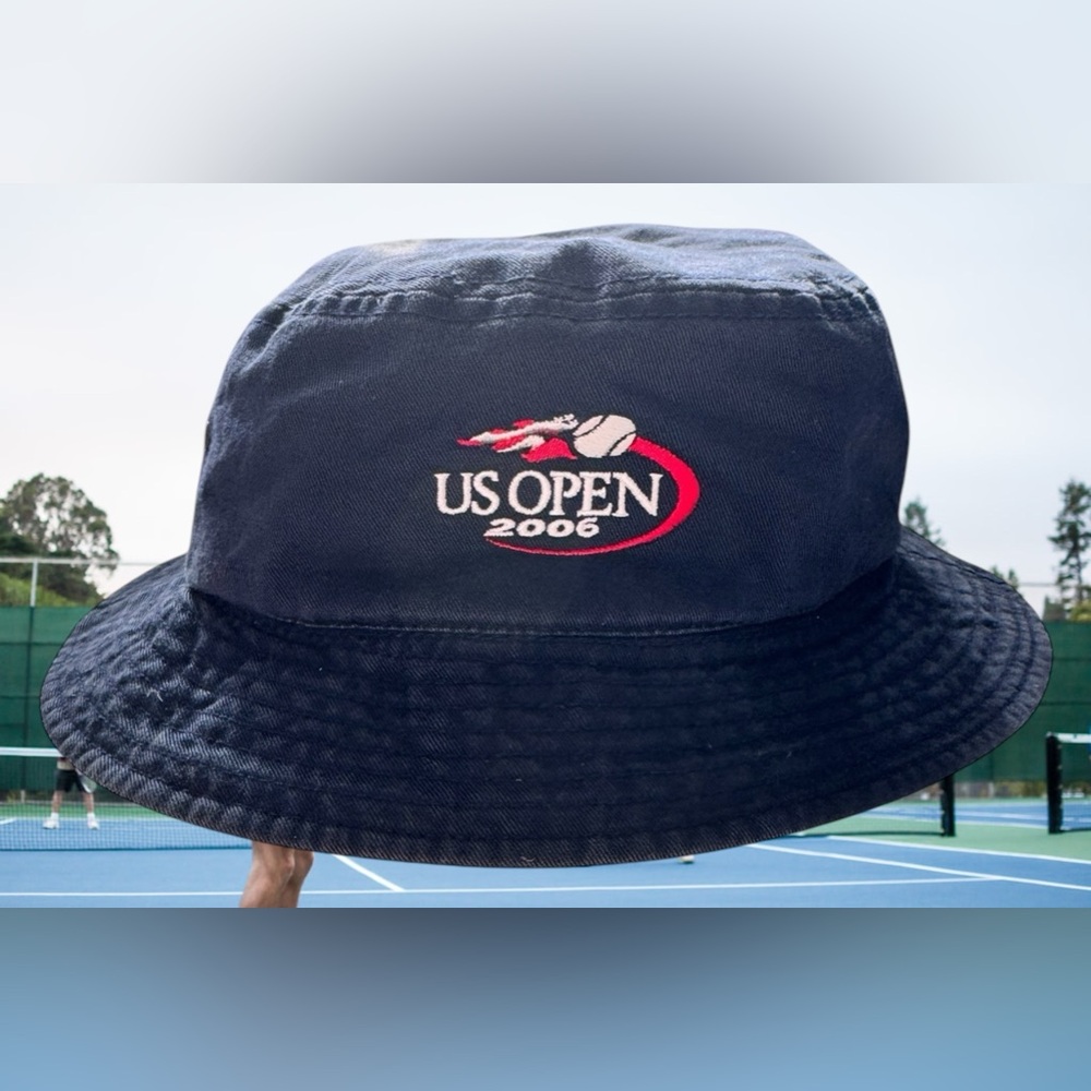 Navy Blue 2006 US Open Tennis - Bucket Hat - White & Red Embroidery